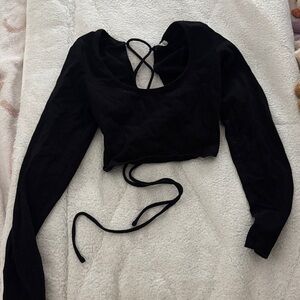 Garage Black Long Sleeve Crop Top